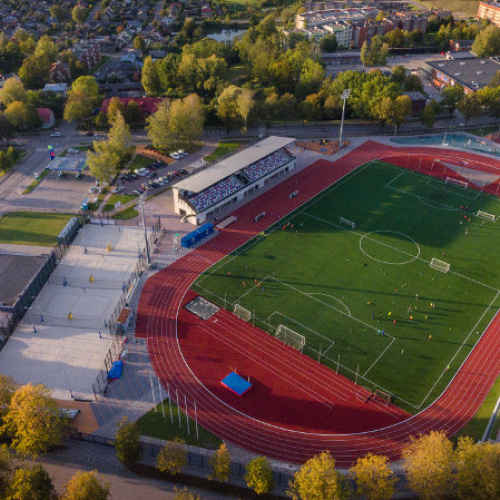 Cēsu stadions no putna lidojuma.