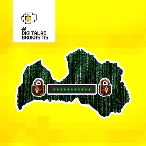 Attēlā redzama Latvijas valsts kontūra, tā iekrāsota zaļa un aizpildīta ar trīs cipariem, kas atkārtojas  - 0 1 2.