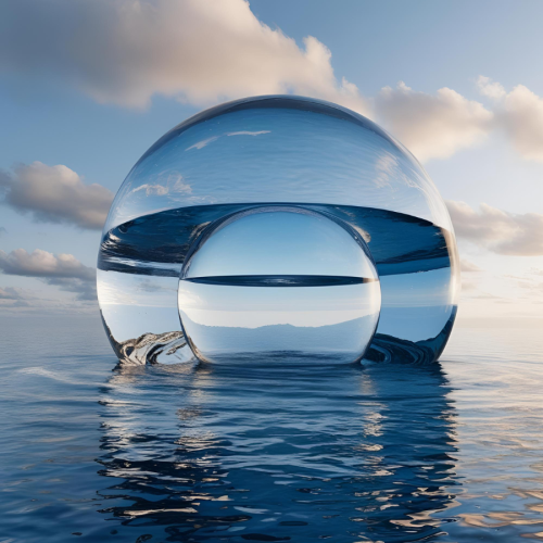 Divas savienotas ūdens lodes ūdenī