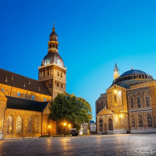 Stilizēta mo&scaron;eja Doma laukumā blakus baznīcai