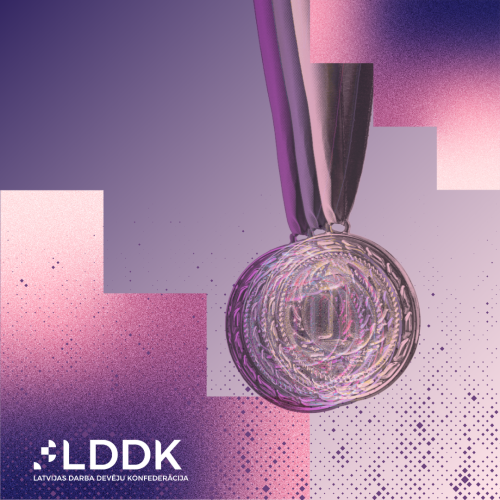 LDDK logo un medaļa ar 1. vietu.